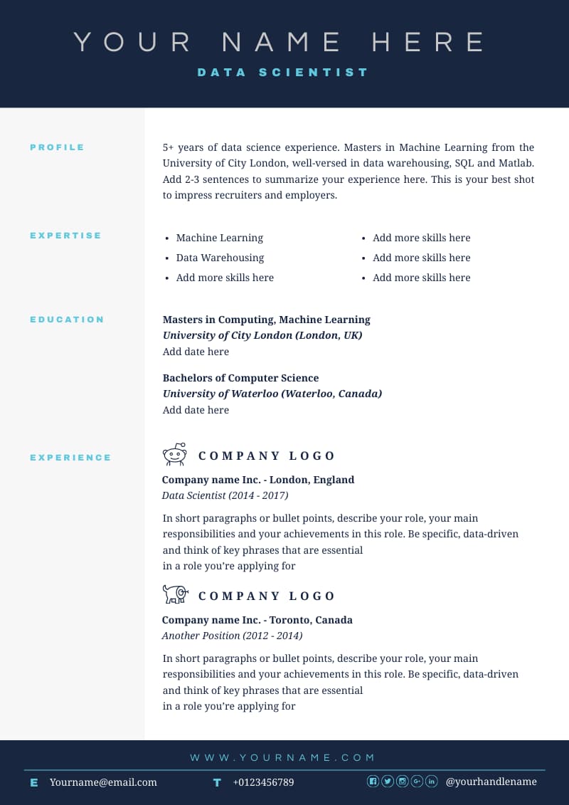 minimalist resume that can be edited for free in the resume builder provided by Piktochart