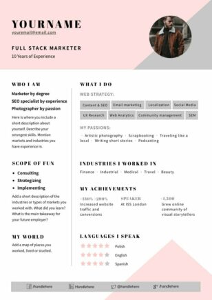 CV Marketer Template