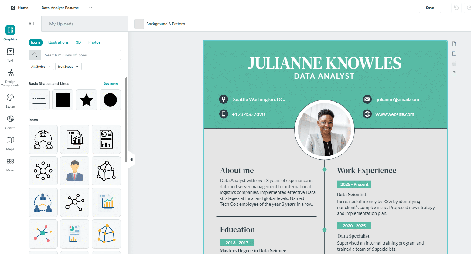 resume builder Piktochart, free resume creator