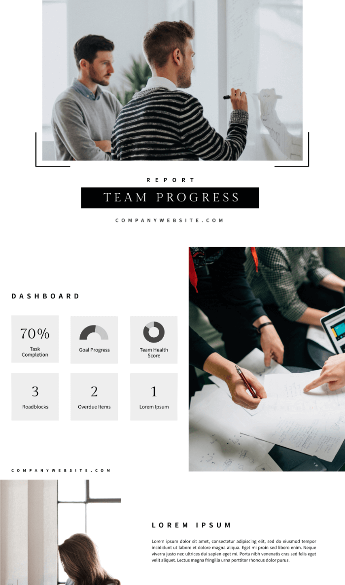 team progress graphic, free report template